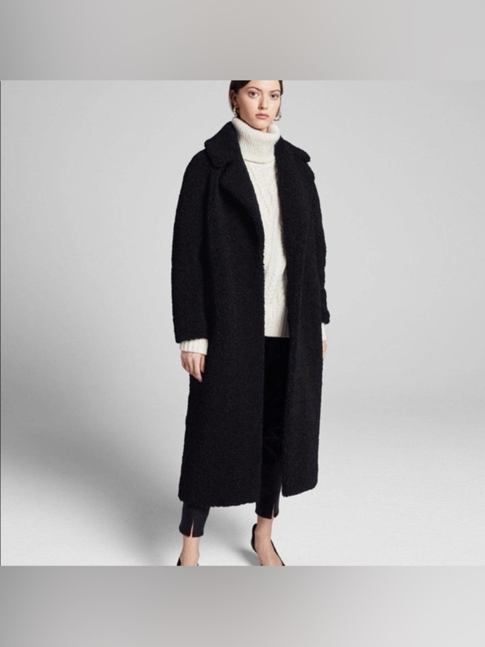 ALC Caron Teddy Longline Coat In Black Size XS
